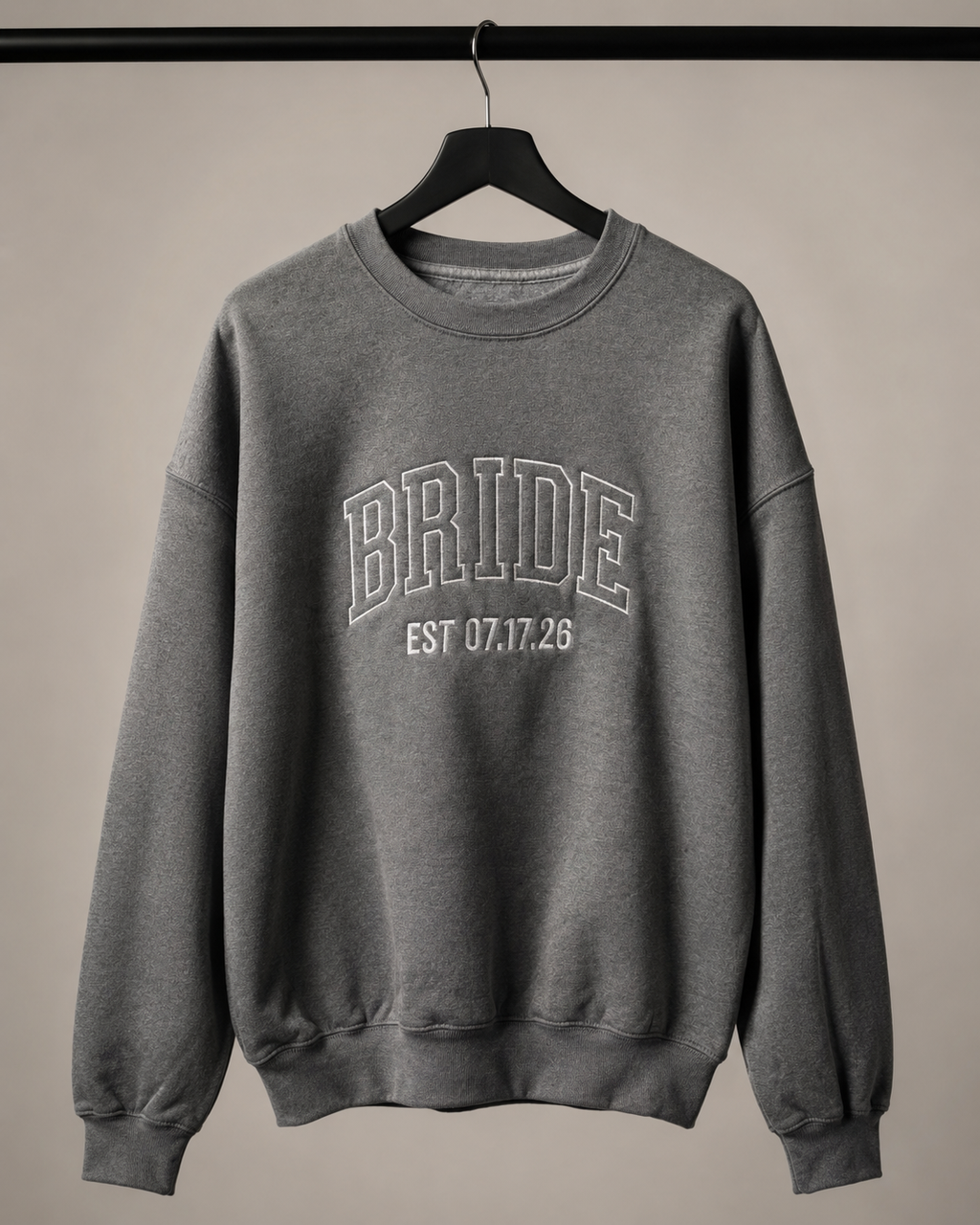 Custom Embroidered Bride Crewneck with Wedding Date